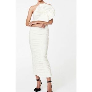 NWOT Rachel Gilbert Bright White Evana Big Flower Fitted Dress Women’s Size 4US